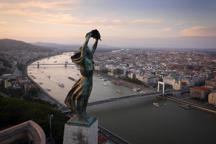 Liberty Statue And Liberty Bridge View In Budapest