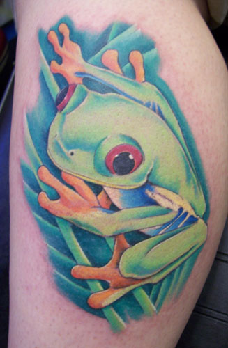 Light Green Frog Tattoo Design