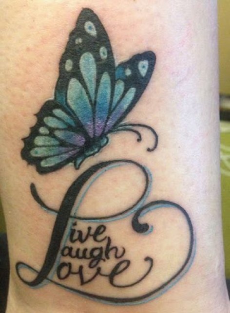 Live Laugh Love Butterfly Tattoo