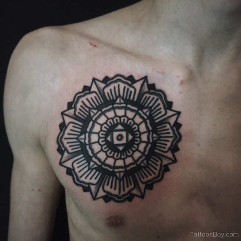 Man With Mandala Tattoo on Front Shoulder