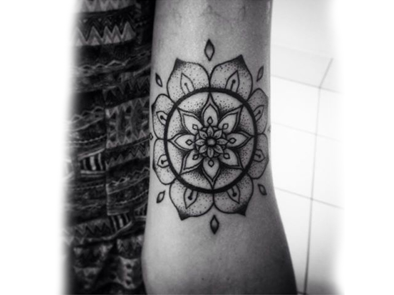 Mandala Flower Tattoo On Bicep