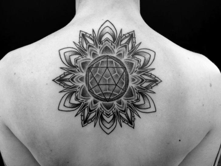 Mandala Flower Tattoo On Upper Back by Corey Divine