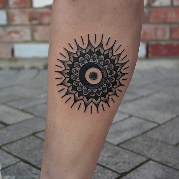 Mandala Tattoo On Side Leg