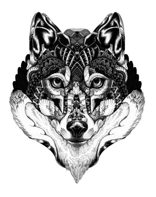 Mandala Wolf Head Tattoo Design Ideas