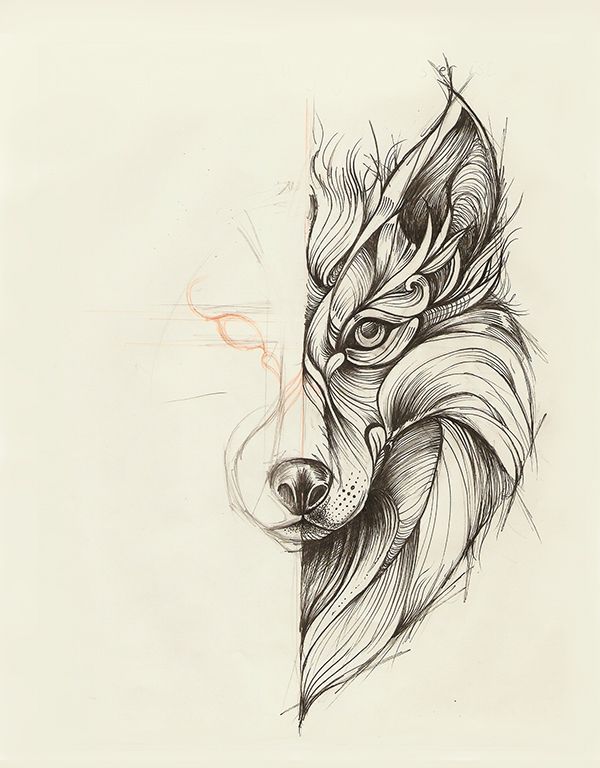 Mandala Wolf Head Tattoo Design Sample