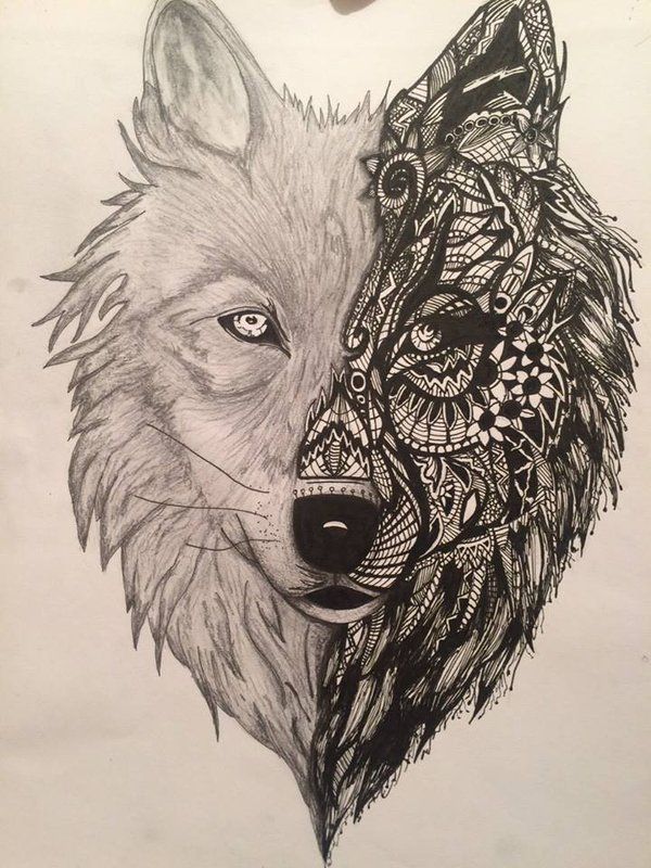 Mandala Wolf Head Tattoo Design