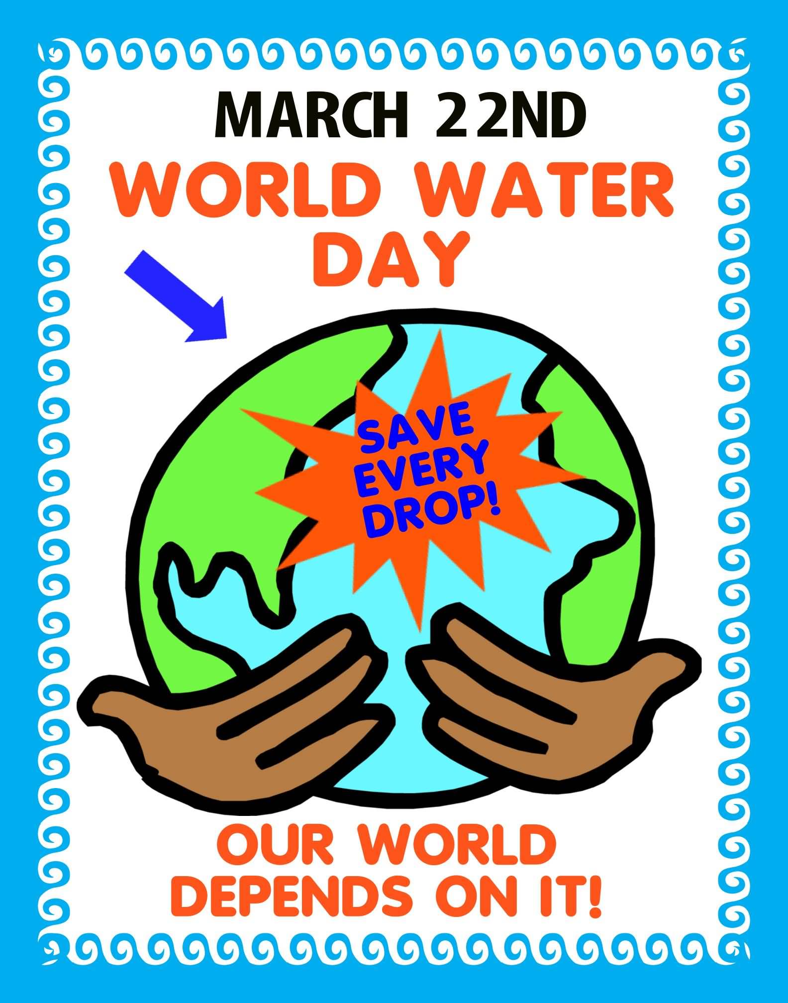 March 22nd World Water Day Save Every Drop Our World Depends On It Poster