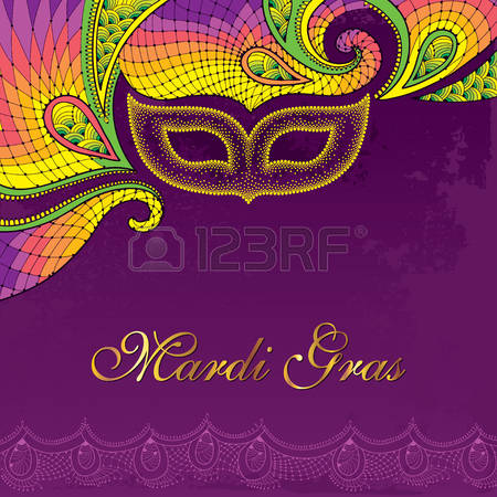 Mardi Gras Card With Dotted Carnival Mask