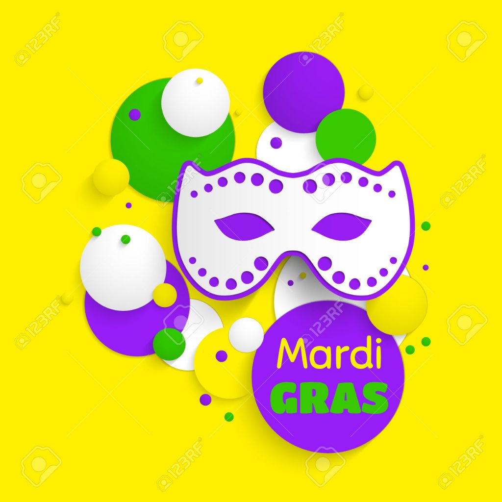 Mardi Gras Colorful Circles And Mask Card