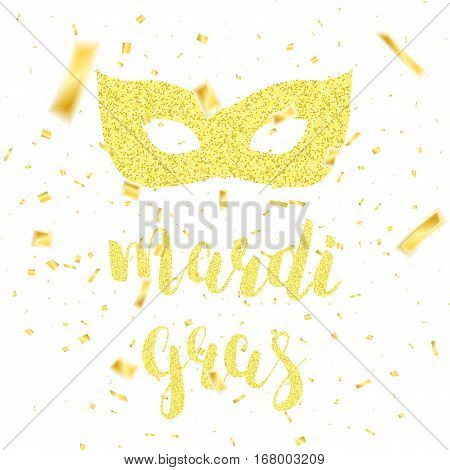 Mardi Gras Gold Glitter Mask