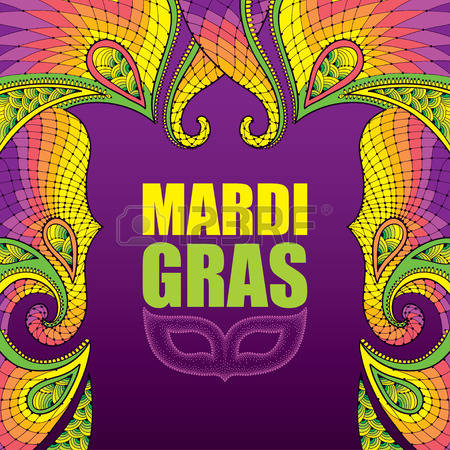 Mardi Gras Greeting Card With Dotted Carnival Mask