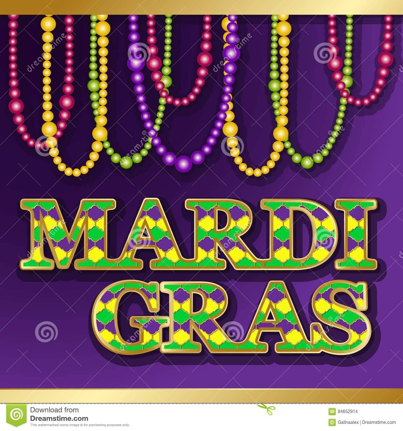 Mardi Gras Hanging Beads Greeting Card