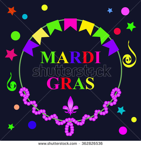 Mardi Gras Party Bounting And Beads Illustration Card