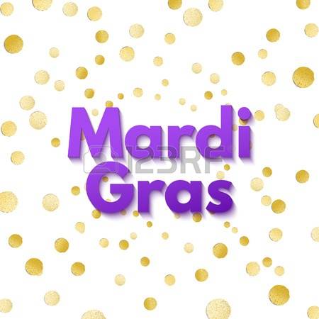 Mardi Gras Purple Text With Golden Dots Greeting Card