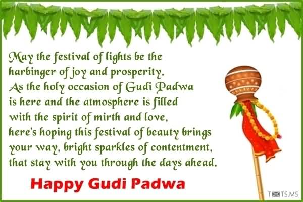 May The Festival Of Lights Be The Harbinger Of Joy And Prosperity Happy Gudi Padwa
