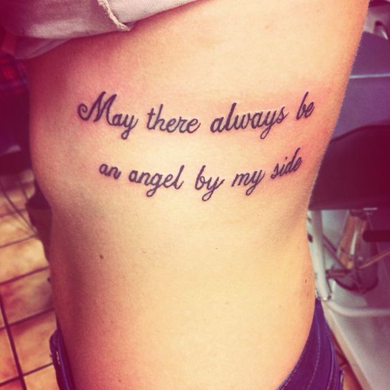 May There Always Be An Angel By My Side Memorial Tattoo On Side Rib