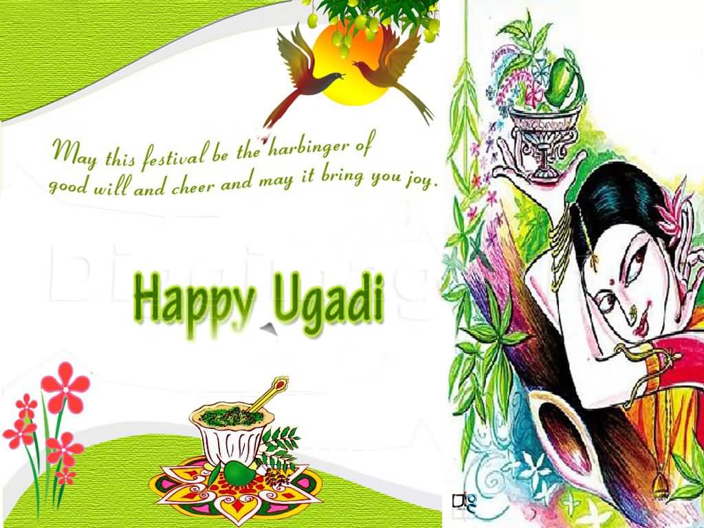 May This Festival Be The Harbinger Of Good Will And Cheer And May It Bring You Joy Happy Ugadi Greeting Card