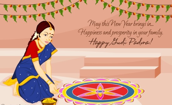 May This New Year Brings In Happiness And Prosperity In Your Family Happy Gudi Padwa Woman Making Rangoli