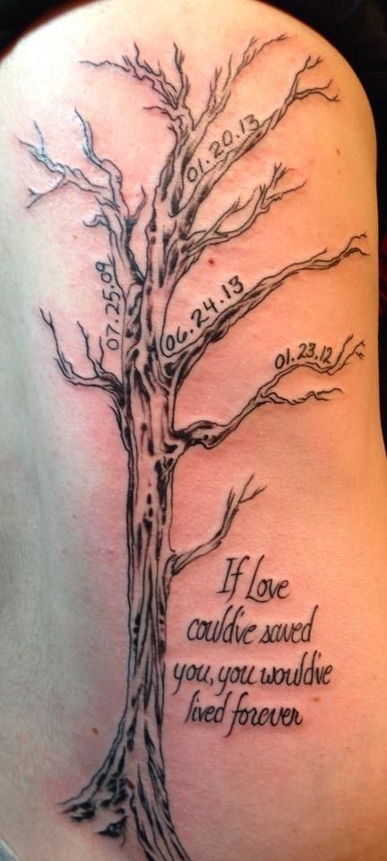 Memorial Tree Tattoo On Side Rib