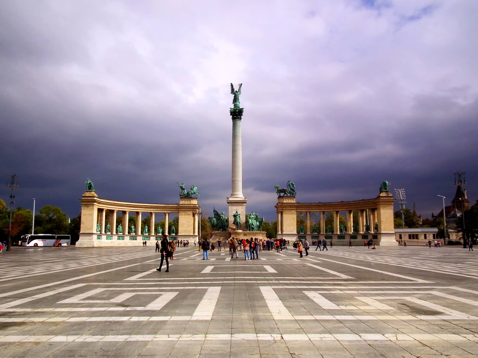 Millennium Monument At The Heroes Square In Budapest