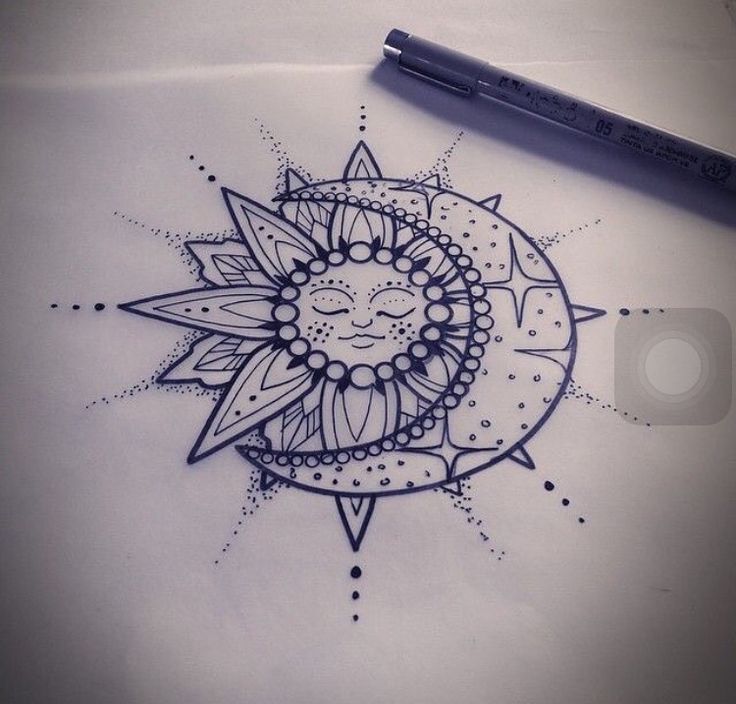 Moon And Sun Mandala Tattoo Design