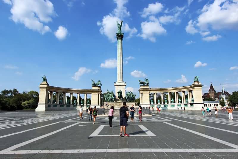 National Monument At Heroes Square In Budapest