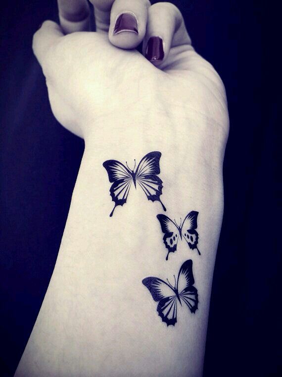 Nice Butterfly Tattoos On Girl Left Wrist