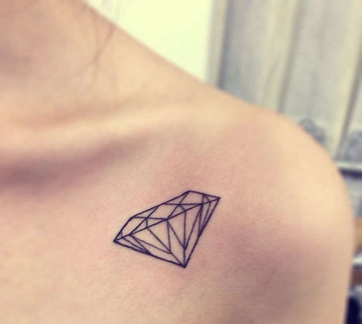 Nice Outline Diamond Tattoo On Front Shoulder