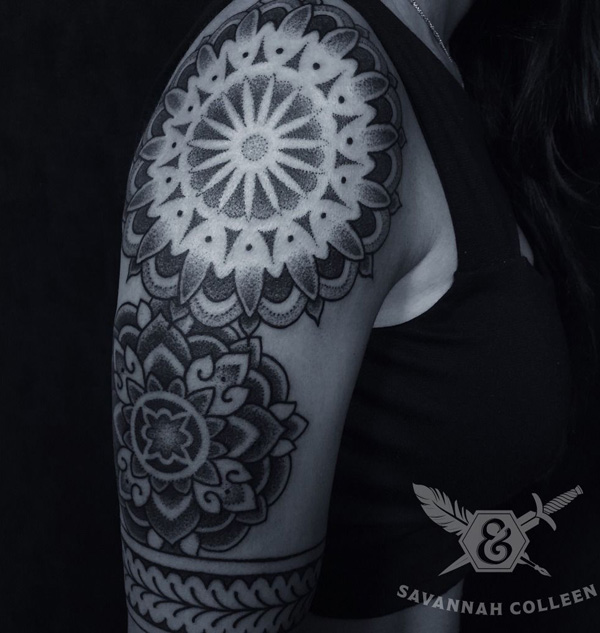 Nice Right Half Sleeve Mandala Tattoo