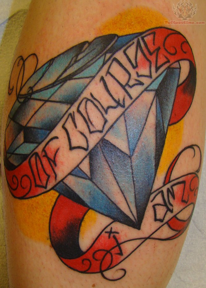 Of Course Banner And Diamond Tattoo