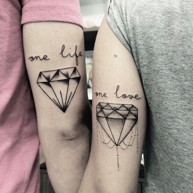 One Life One Love Diamond Tattoos On Bicep