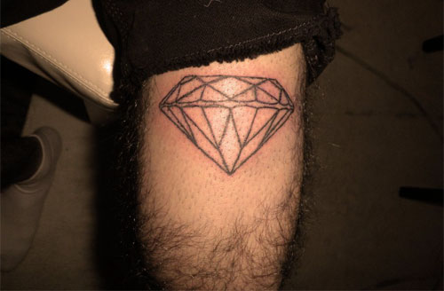Outline Crystal Diamond Tattoos On Leg