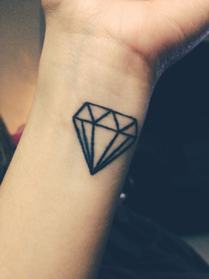 Outline Diamond Tattoos On Left Wrist