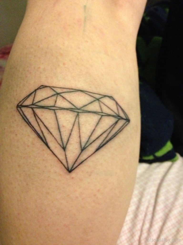 Outline Diamond Tattoo On Bicep