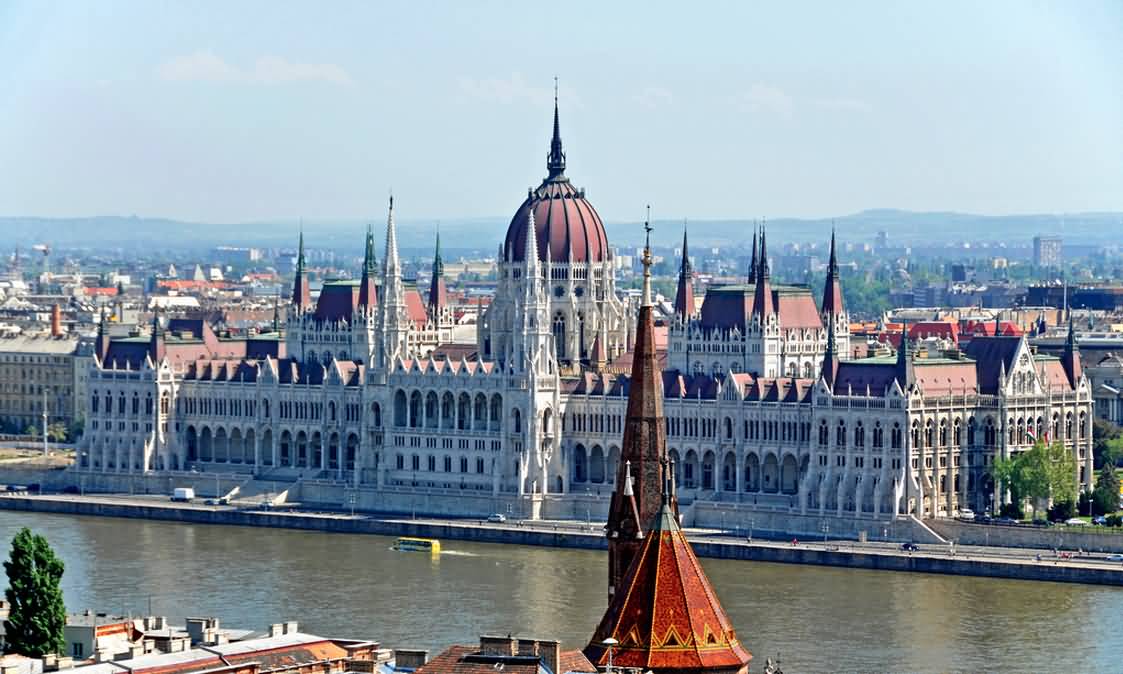 Parliament Building Of Hungary View Across The Danube River