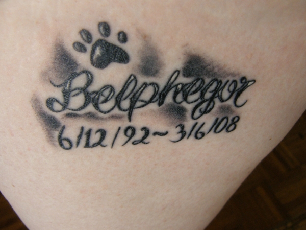 Paw Print And Memorial Tattoo