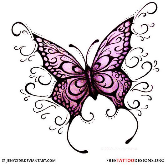 Pink Butterfly Tattoo Design
