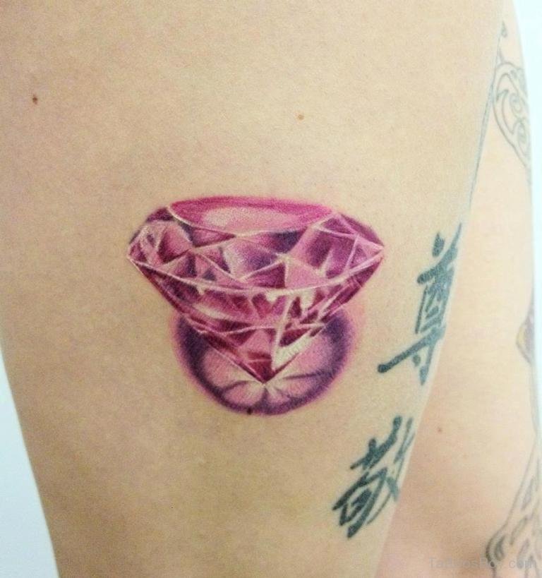 Pink Realistic Diamond Tattoo