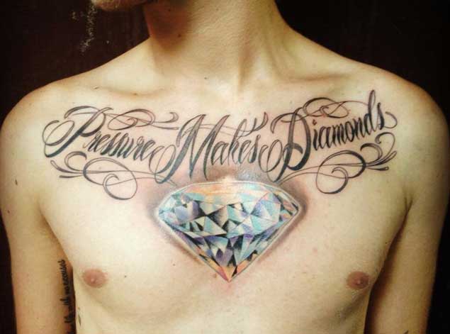 Pressure Makes Diamond Tattoo On Man Chest