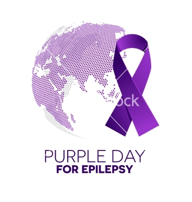 Purple Day For Epilepsy Ribbon And Earth Globe