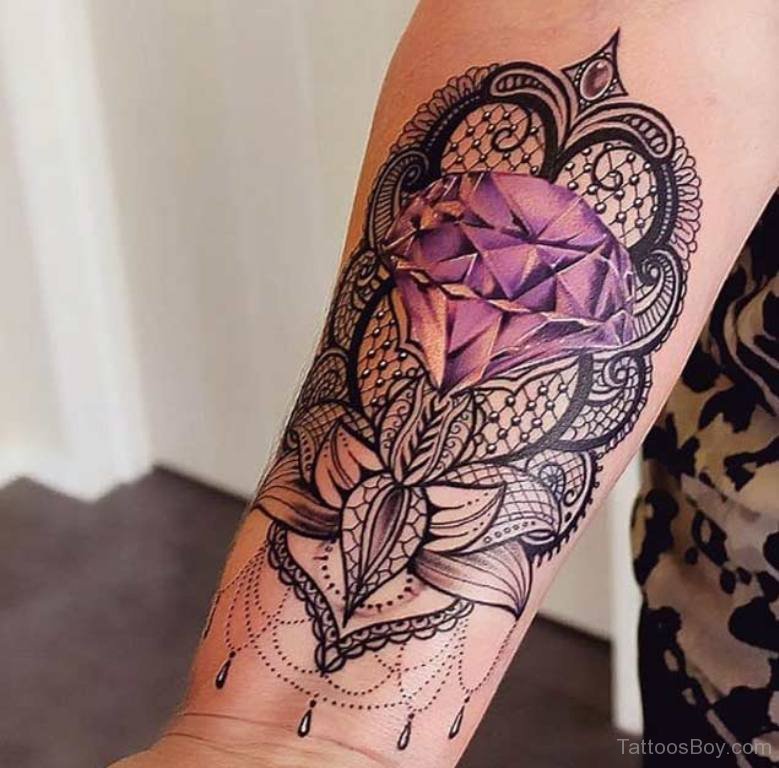 Purple Diamond Tattoo On Right Forearm