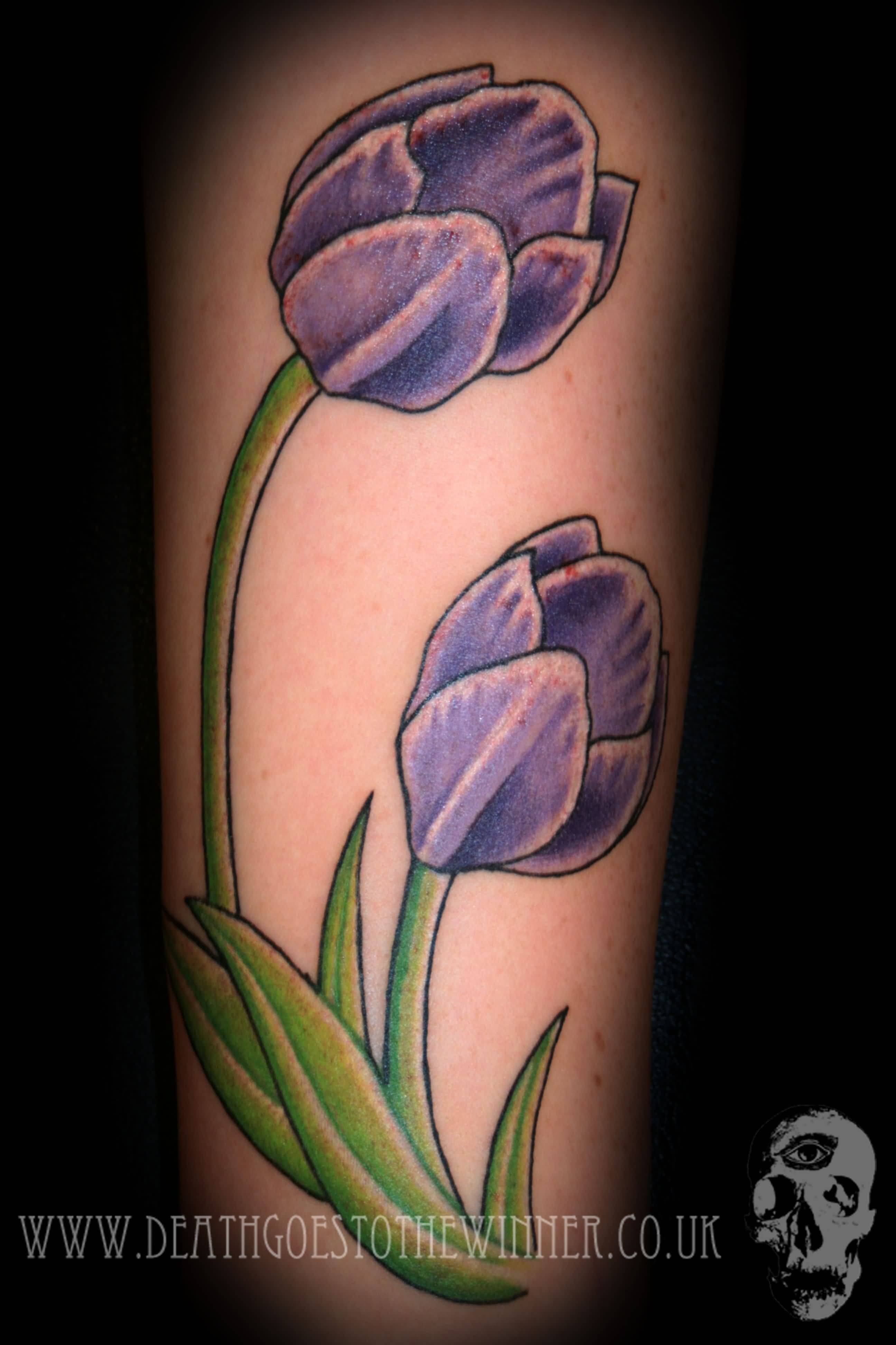 Purple Flowers Tattoos Idea