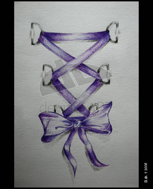 Purple Ink Corset With Bow Tattoo Design