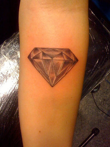 Realistic Diamond Tattoo On Arm Sleeve