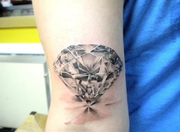 Realistic Diamond Tattoo On Inner Bicep