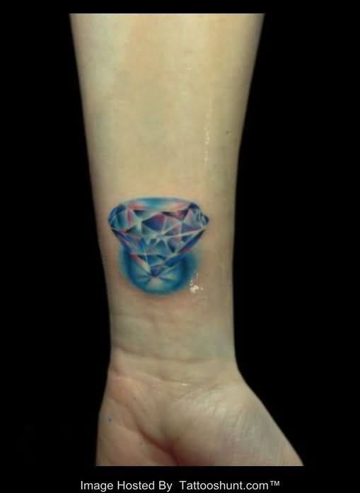 Realistic Diamond Tattoo On Left Forearm