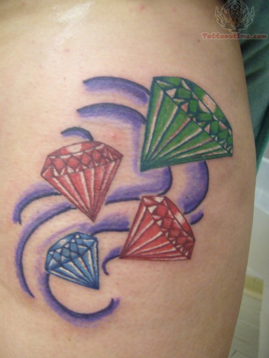 Red, Blue And Green Diamonds Tattoo Idea