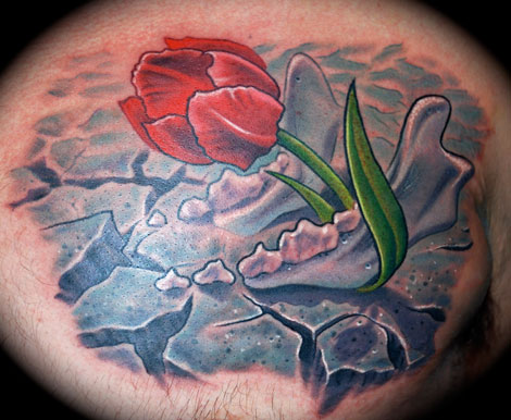 Red Tulip Tattoo Design