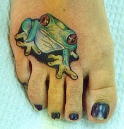 Right Foot Frog Tattoo For Girls