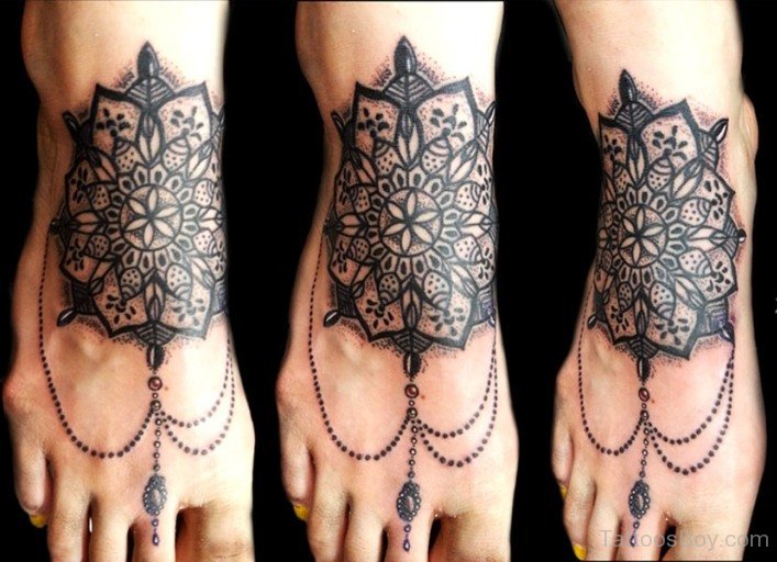 Right Foot Mandala Tattoo Idea